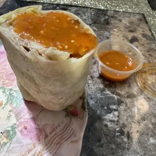 My DELICIOUS 1/2 with their Great hot sauce too!