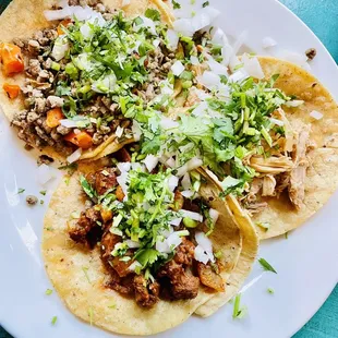 Al Pastor, Pollo Taco, Picadillo Taco