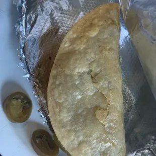 Ground Beef Crispy Taco with jalapeños