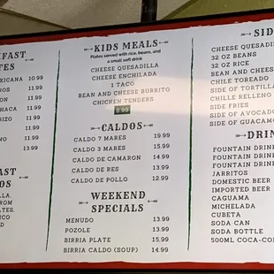 Menu prices as of Jan 2023