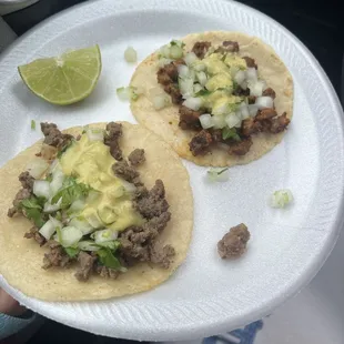 Pastor and asasa taco with all toppings