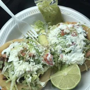 The pork and barbacoa sopes