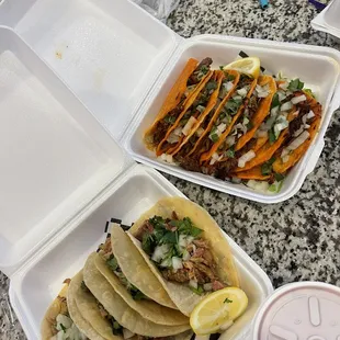 Carnitas and beef birria