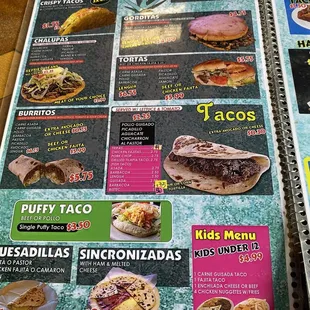 the menu