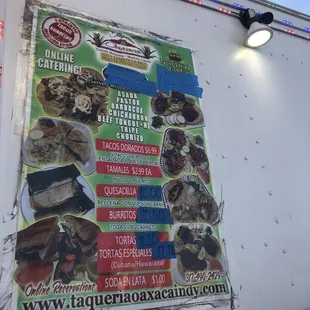 a menu on the side of a truck