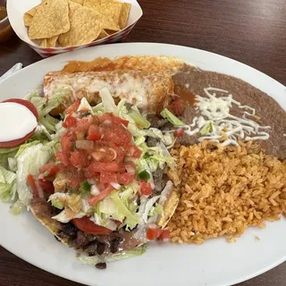 4. Tostada, Rice and Beans Combo