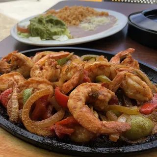 20. Fajitas with Shrimp, Rice and Beans Combo
