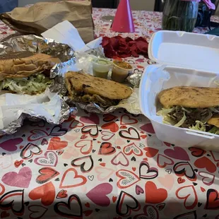 Torta, gordita de desebrada and Gorditas de fajita