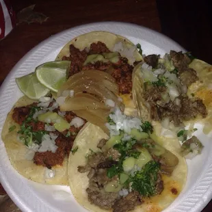 Asada, and chorizo tacos