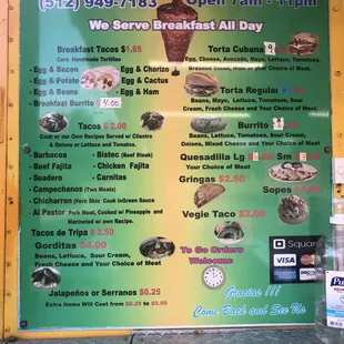 Menu, phone #, hours!