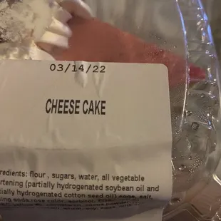 The cheese cake expiration date