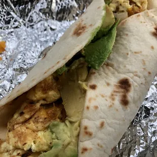 Migas Taco con Queso y Guacamole