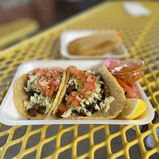 two tacos on a plate