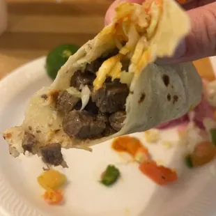 flour tortilla carne asada taco