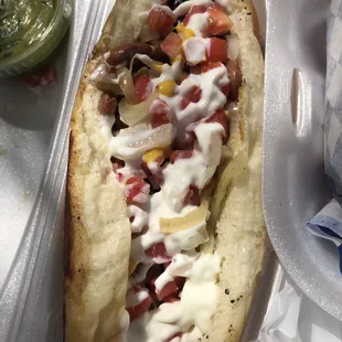 Sonoran dog with everything (except jalapeños)