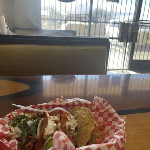 Combination plate and a Chicharron taco