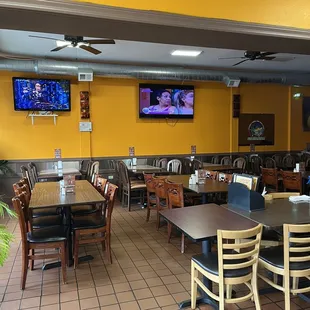 Seating and flat screens