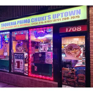 Primo Chuki&apos;s  by Night . Ravenswood/Uptown .(Ashland/Lawrence Ave) Tacos Burritos Tortas Quesadillas Enchiladas etc. Fast Service. Cool!