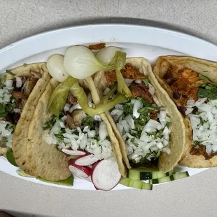 Tacos Al pastor and carnitas. Delicious!