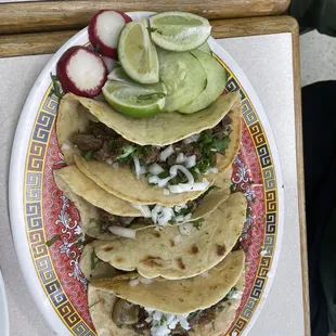 Carne asada, lengua tacos