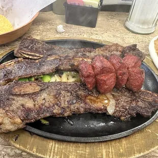 Ribs and country sausage parrillada.