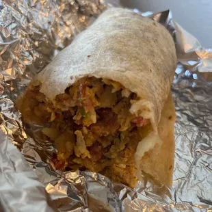 Bacon breakfast burrito