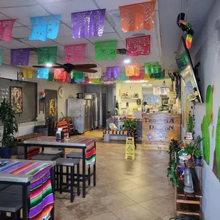 tables and chairs in a mexican restaurant