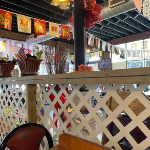 a table and chairs in a restaurant