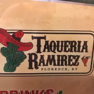 Drink and dessert menu