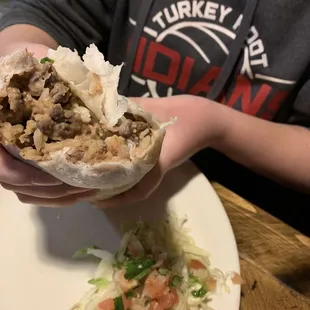 Burrito de carne asada-rice beans guacamole and pico delish!