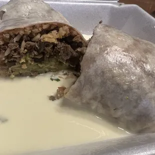 Burrito supremo with carne asada