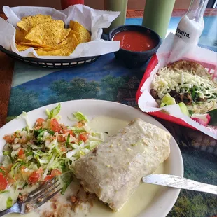 Big ol burrito and a pork taco!