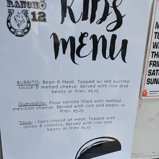 Kids Menu