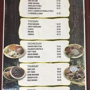 Lunch Specials available Monday through Friday.