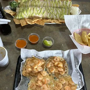 Shrimp tacos  Giant burrito