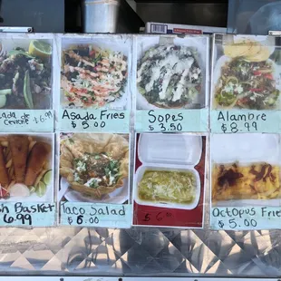 a variety of food items