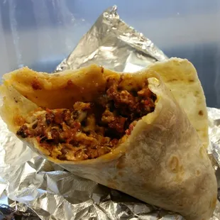 chorizo and egg burrito