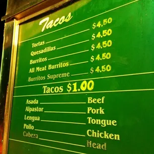 menu