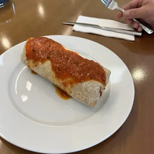 a burrito on a plate