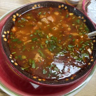 Menudo with the toppings added