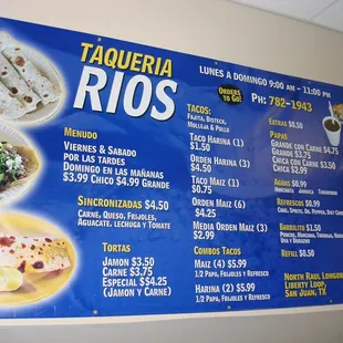 Taqueria Rios Menu
