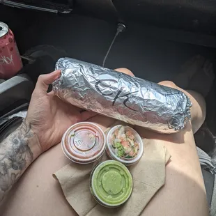 Chicken burrito. HUGE!! great salsa bar too!