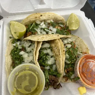 Pollo and Asada tacos
