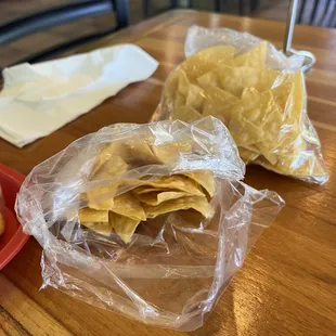 Chips and salsa kept behind register