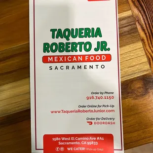 a menu for a mexican food restaurant