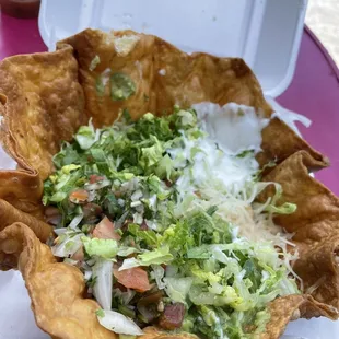 Got a vegetarian taco salad (without meat) and it was so delicious!