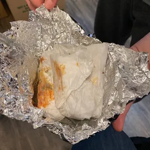 a burrito wrapped in foil