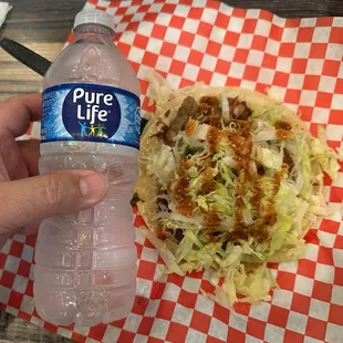 Super Taco. Drink for size comparison. Carnitas!