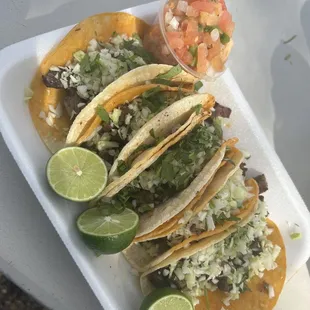 6 carne asada tacos