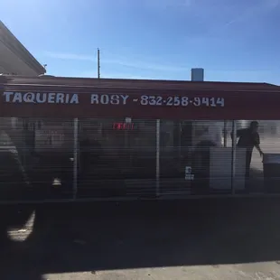 Seating area at front of food trailer.